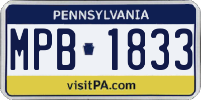 PA license plate MPB1833