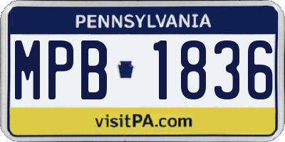 PA license plate MPB1836