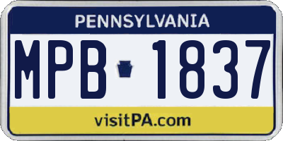 PA license plate MPB1837