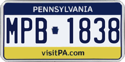 PA license plate MPB1838