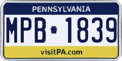 PA license plate MPB1839