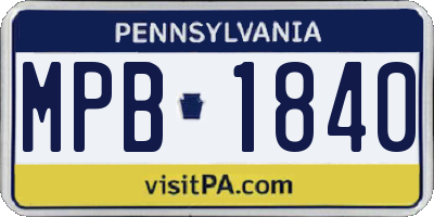 PA license plate MPB1840