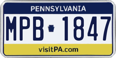 PA license plate MPB1847
