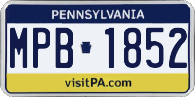 PA license plate MPB1852