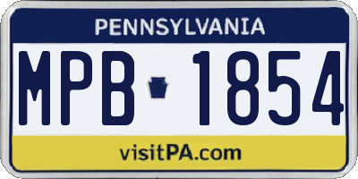 PA license plate MPB1854