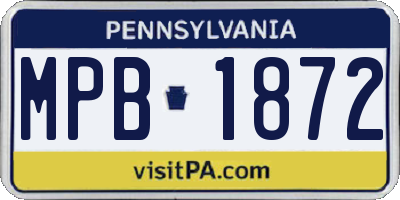PA license plate MPB1872