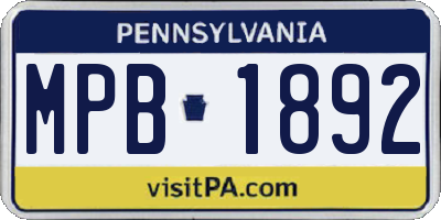 PA license plate MPB1892