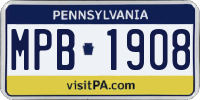 PA license plate MPB1908