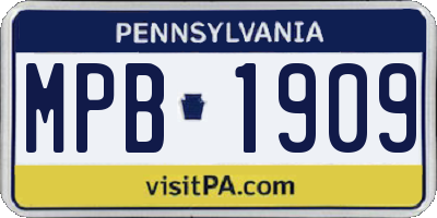 PA license plate MPB1909