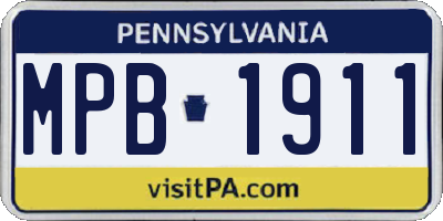 PA license plate MPB1911