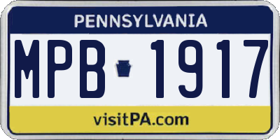 PA license plate MPB1917