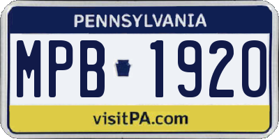 PA license plate MPB1920