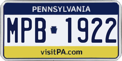 PA license plate MPB1922