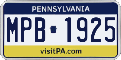 PA license plate MPB1925