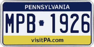 PA license plate MPB1926