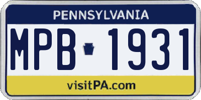 PA license plate MPB1931