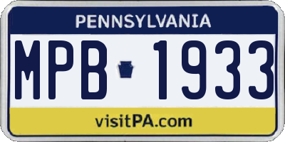 PA license plate MPB1933