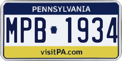 PA license plate MPB1934