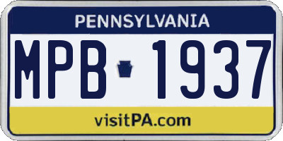 PA license plate MPB1937