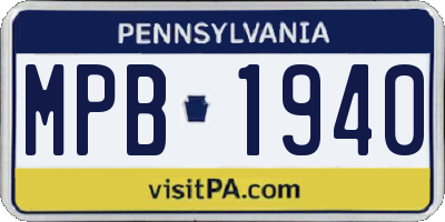 PA license plate MPB1940