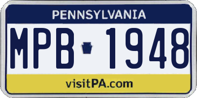 PA license plate MPB1948