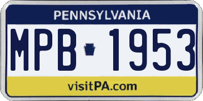PA license plate MPB1953
