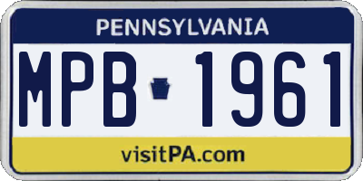 PA license plate MPB1961