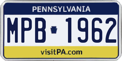 PA license plate MPB1962