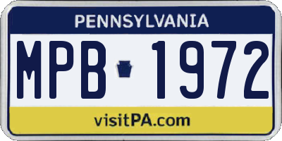 PA license plate MPB1972