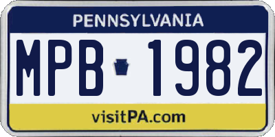 PA license plate MPB1982