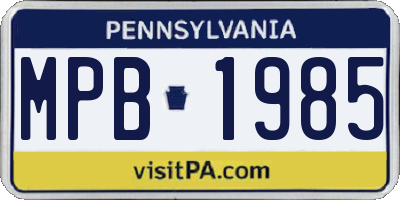 PA license plate MPB1985
