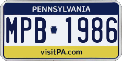 PA license plate MPB1986