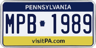 PA license plate MPB1989