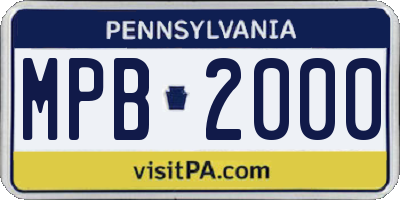 PA license plate MPB2000