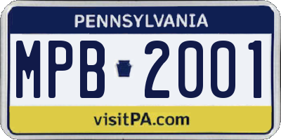 PA license plate MPB2001