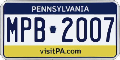 PA license plate MPB2007