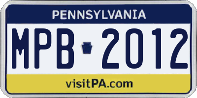 PA license plate MPB2012
