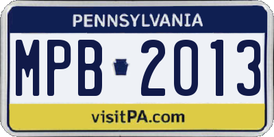 PA license plate MPB2013