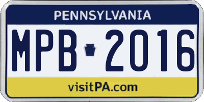 PA license plate MPB2016