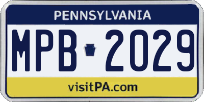 PA license plate MPB2029