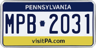 PA license plate MPB2031