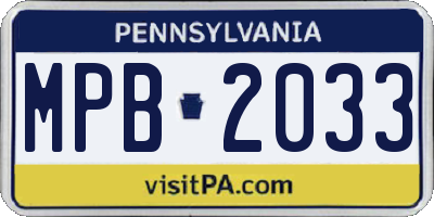 PA license plate MPB2033