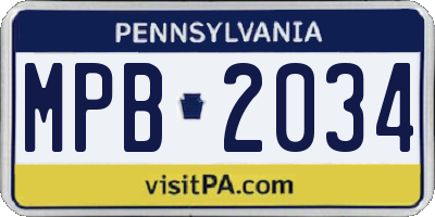 PA license plate MPB2034
