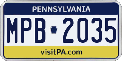 PA license plate MPB2035