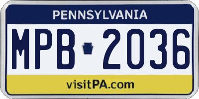 PA license plate MPB2036