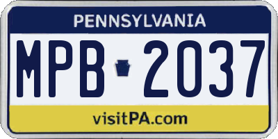 PA license plate MPB2037