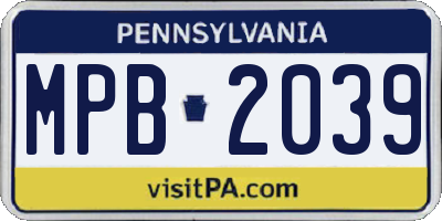 PA license plate MPB2039