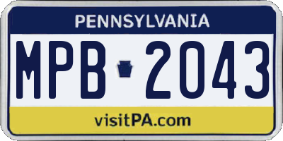 PA license plate MPB2043