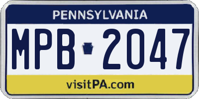 PA license plate MPB2047