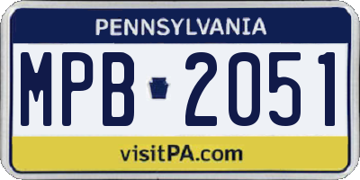 PA license plate MPB2051